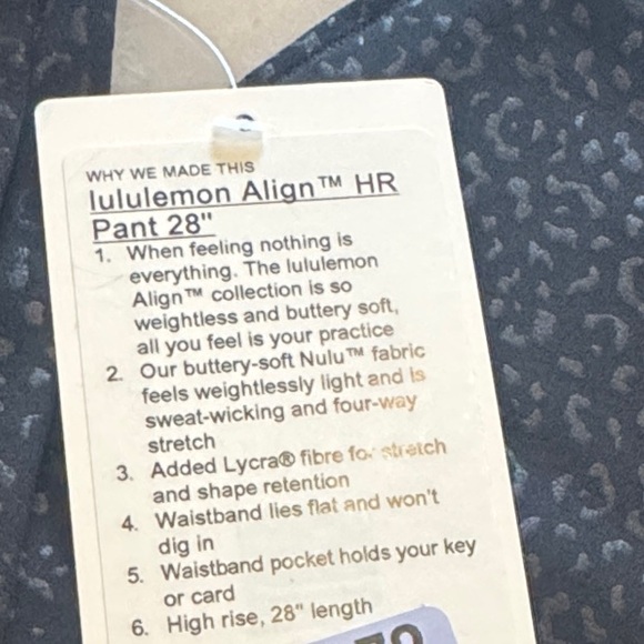 Lululemon Align HR 28” Black Printed Leggings Tights Workout size 8 NWT - Picture 2 of 3